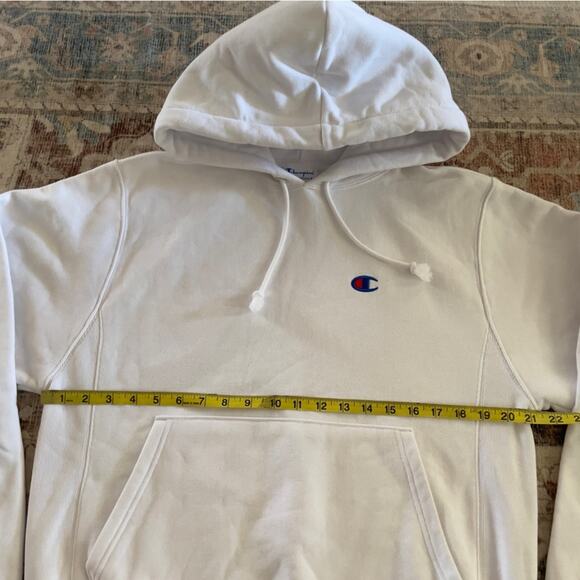 Champion Men’s Reverse Weave Heavyweight Hoodie Sweatshirt Size Small White New - Picture 14 of 16